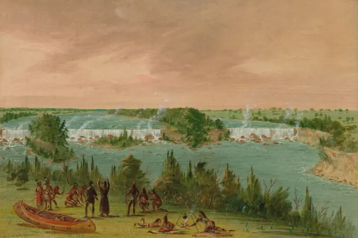 Framed Print : Father Hennepin and Companions at the Falls of St. Anthony. May 1, 1680, 1847 / 1848 Framed Print : Father Hennepin and Companions at the Falls of St. Anthony. May 1, 1680, 1847 / 1848