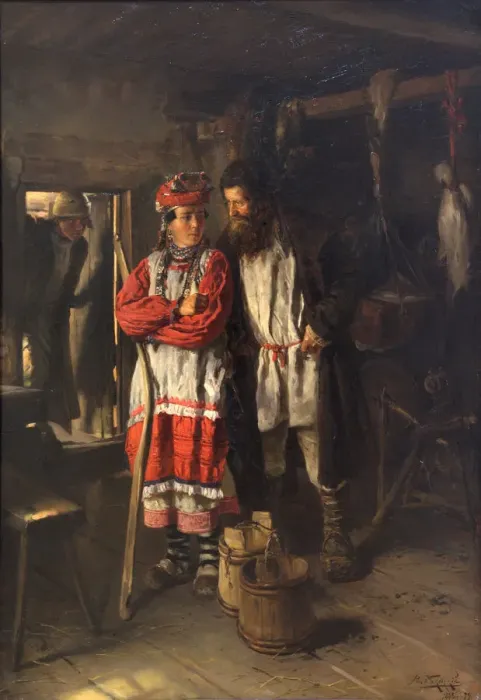 Framed Print : Father-in-law, 1888. Artist: Makovsky, Vladimir Yegorovich (1846-1920) Framed Print : Father-in-law, 1888. Artist: Makovsky, Vladimir Yegorovich (1846-1920)