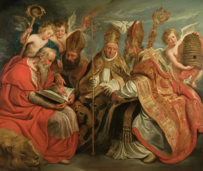 Framed Print : The Four Fathers of the Latin Church. Creators: Jacob Jordaens, Workshop of Jacob Jordaens Framed Print : The Four Fathers of the Latin Church. Creators: Jacob Jordaens, Workshop of Jacob Jordaens