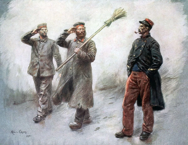 Fatigue Duty at Headquaters, German prisoners in Dinan, 1915, (1926). Artist: Maurice Orange