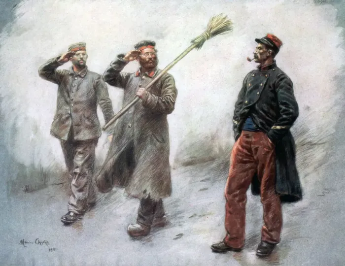 Framed Print : Fatigue Duty at Headquaters, German prisoners in Dinan, 1915, (1926). Artist: Maurice Orange Framed Print : Fatigue Duty at Headquaters, German prisoners in Dinan, 1915, (1926). Artist: Maurice Orange