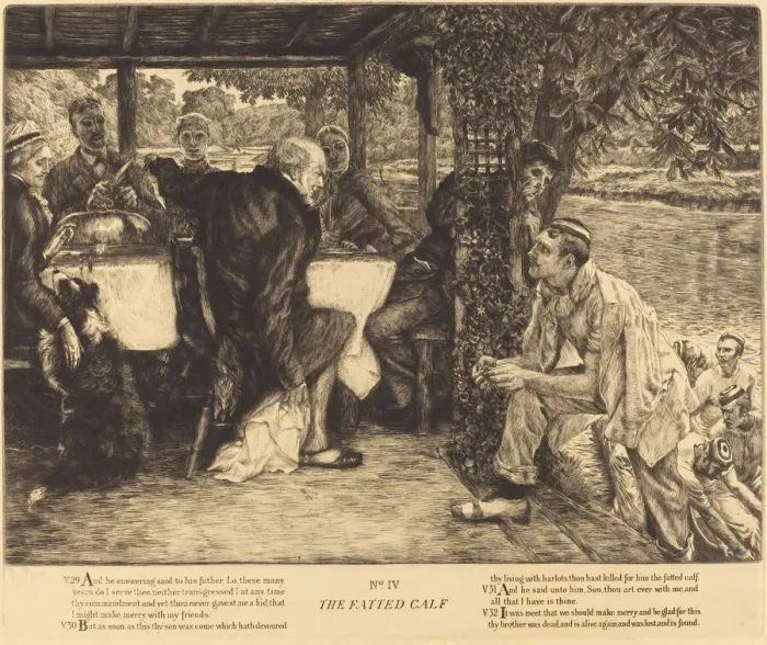 Framed Print : The Fatted Calf, 1882. Creator: James Tissot Framed Print : The Fatted Calf, 1882. Creator: James Tissot