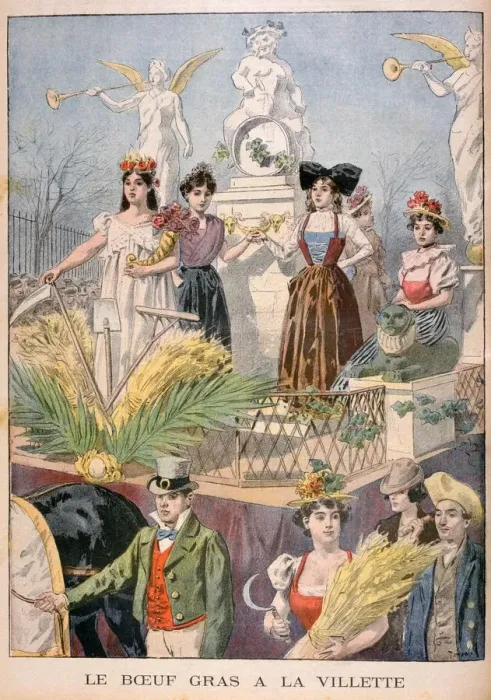 Framed Print : Fatted Ox festivities, Villette, Paris, 1900. Artist: Oswaldo Tofani