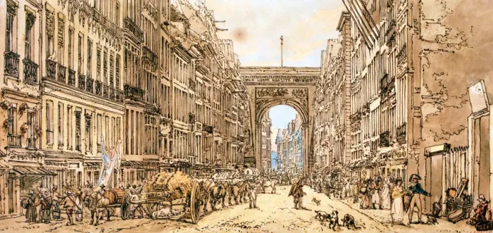 Framed Print : The Faubourg and the Porte Saint-Denis, 1801. Artist: Thomas Girtin Framed Print : The Faubourg and the Porte Saint-Denis, 1801. Artist: Thomas Girtin