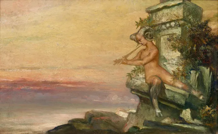 Framed Print : A faun playing the flute Framed Print : A faun playing the flute
