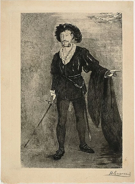 Faure in the Role of Hamlet, c. 1877. Creator: Henri-Charles Guerard