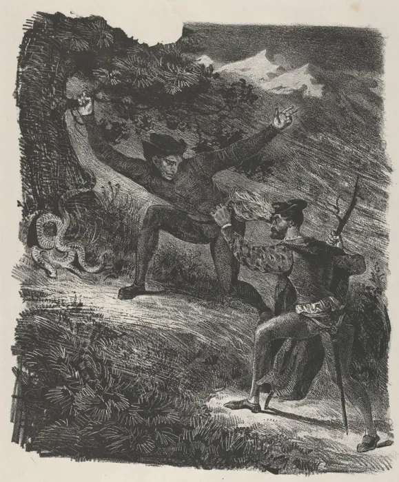 Framed Print : Faust and Mephistopheles in the Hartz Mountains (Goethe, Faust), 1825-27. 1825-27 Framed Print : Faust and Mephistopheles in the Hartz Mountains (Goethe, Faust), 1825-27. 1825-27