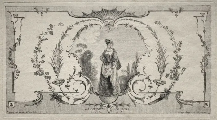 Framed Print : The Favorite of Flora, Arabesque. Creator: Jean Moyreau (French, 1690-1762) Framed Print : The Favorite of Flora, Arabesque. Creator: Jean Moyreau (French, 1690-1762)