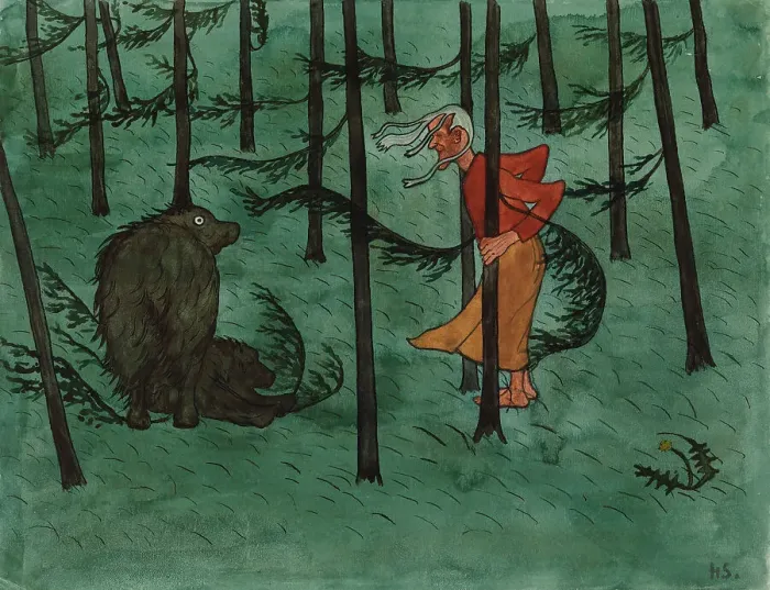 Framed Print : Fear in The Woods, 1896. Creator: Hugo Simberg Framed Print : Fear in The Woods, 1896. Creator: Hugo Simberg