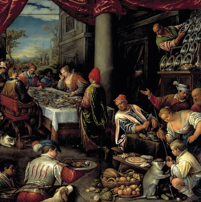 Framed Print : The Feast of Anthony and Cleopatra, late 16th-early 17th century. Creator: Leandro Bassano Framed Print : The Feast of Anthony and Cleopatra, late 16th-early 17th century. Creator: Leandro Bassano