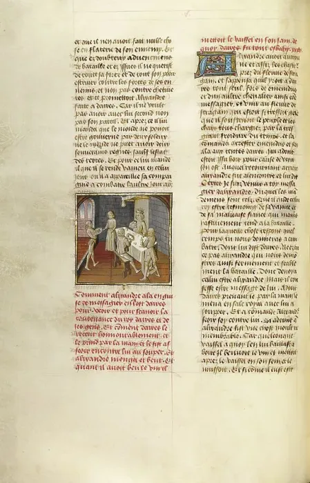 Framed Print : The Feast of Darius in Honor of Alexander the Great; Miroir Historial, about 1475. Creator: Unknown Framed Print : The Feast of Darius in Honor of Alexander the Great; Miroir Historial, about 1475. Creator: Unknown
