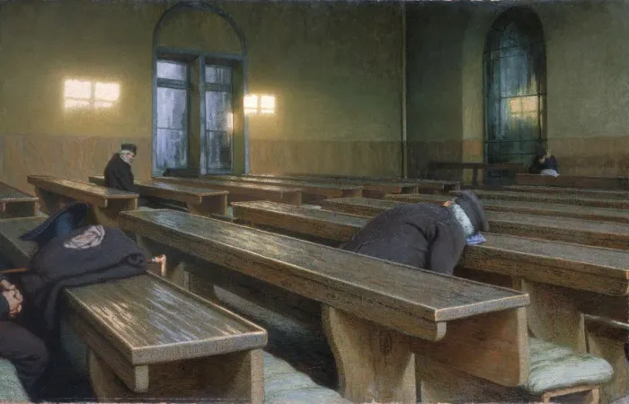 Framed Print : Feast Day at the Hospice Trivulzio in Milan, 1892. Creator: Morbelli, Angelo (1853-1919) Framed Print : Feast Day at the Hospice Trivulzio in Milan, 1892. Creator: Morbelli, Angelo (1853-1919)