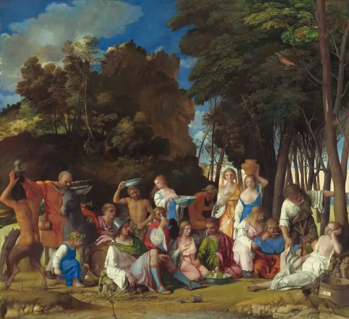 Framed Print : The Feast of the Gods, 1514 / 1529. Creator: Giovanni Bellini Framed Print : The Feast of the Gods, 1514 / 1529. Creator: Giovanni Bellini