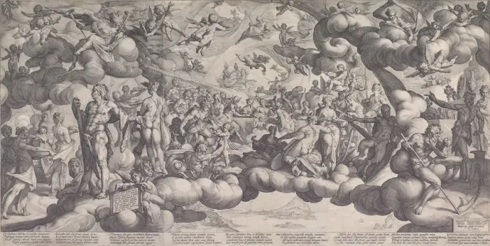 Framed Print : The Feast of the Gods at the Marriage of Cupid and Psyche, 1587. 1587 Framed Print : The Feast of the Gods at the Marriage of Cupid and Psyche, 1587. 1587