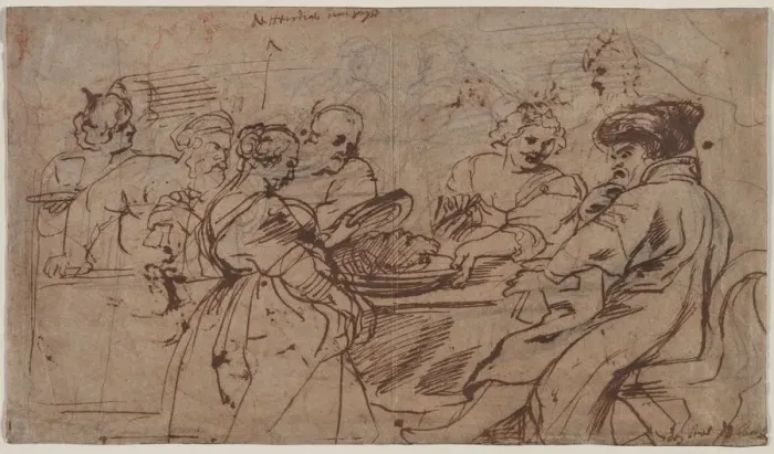 Framed Print : The Feast of Herod (recto) Tomyris with the Head of Cyrus (verso), c. 1637-1638. Creator Framed Print : The Feast of Herod (recto) Tomyris with the Head of Cyrus (verso), c. 1637-1638. Creator