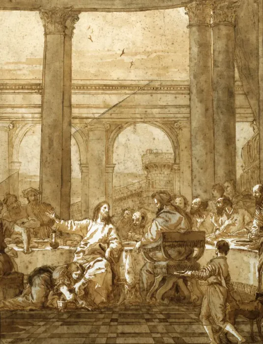 Framed Print : Feast in the House of Simon, 18th / early 19th century. Artist: Giovanni Domenico Tiepolo Framed Print : Feast in the House of Simon, 18th / early 19th century. Artist: Giovanni Domenico Tiepolo