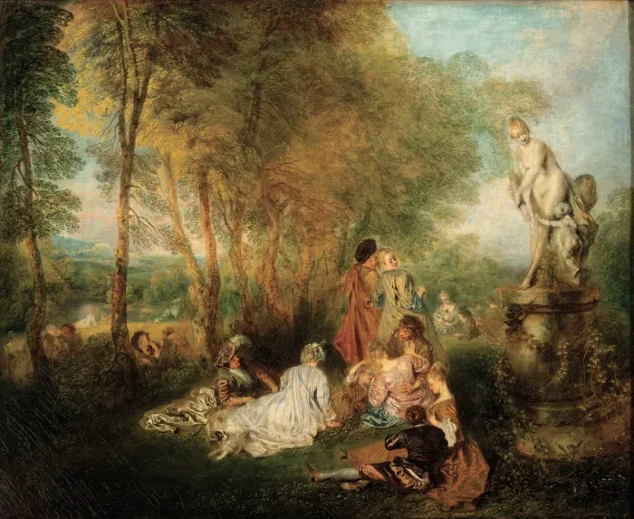 Framed Print : The Feast of Love, ca. 1718-1719. Artist: Watteau, Jean Antoine (1684-1721)