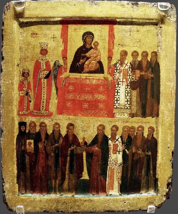 Framed Print : The Feast of Orthodoxy, 14th century. Artist: Byzantine icon