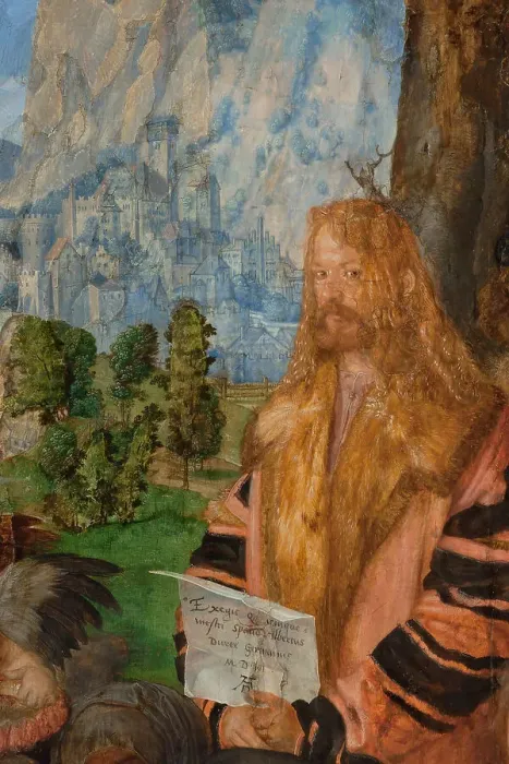 Framed Print : The Feast of the Rose Garlands, Detail: Self-portrait, 1506. Creator: Dürer; Albrecht (1471-1528) Framed Print : The Feast of the Rose Garlands, Detail: Self-portrait, 1506. Creator: Dürer; Albrecht (1471-1528)