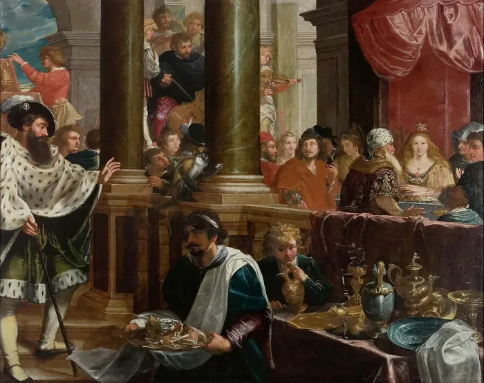 Framed Print : A Feast;A Banquet, 1622. Creator: Isaac Isaacsz Framed Print : A Feast;A Banquet, 1622. Creator: Isaac Isaacsz