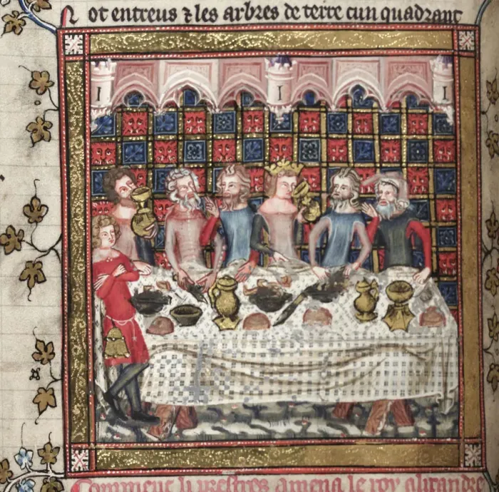 Framed Print : Feasting in Oxford (A cycle of Alexander romances), ca 1400. Artist: Anonymous Framed Print : Feasting in Oxford (A cycle of Alexander romances), ca 1400. Artist: Anonymous