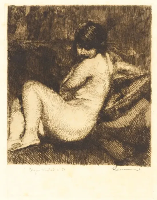 Framed Print : The Feathered Turban (Le turban aaigrette), 1901. Creator: Paul Albert Besnard