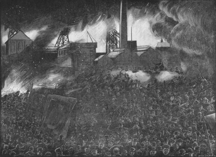 Framed Print : Featherstone riots: the soldiers firing on the people, 1893 (1906). Artist: Arthur Salmon Framed Print : Featherstone riots: the soldiers firing on the people, 1893 (1906). Artist: Arthur Salmon
