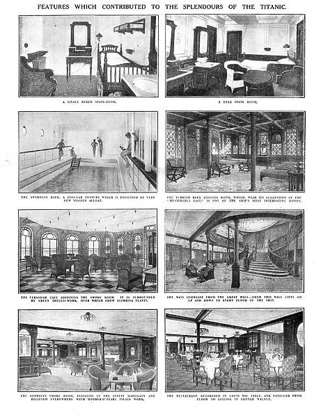 Features which Contributed to the Splendours of the Titanic, April 20, 1912. Creator: Unknown