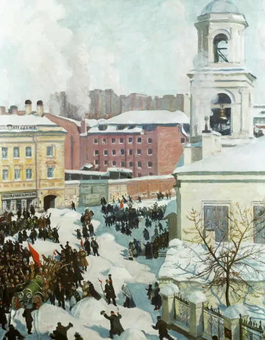 Framed Print : The February 27, 1917, 1917. Artist: Kustodiev, Boris Michaylovich (1878-1927) Framed Print : The February 27, 1917, 1917. Artist: Kustodiev, Boris Michaylovich (1878-1927)