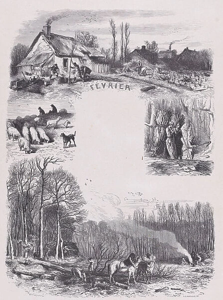 February from Album of Rustic Subjects, 1859. Creator: Jacques-Adrien Lavieille