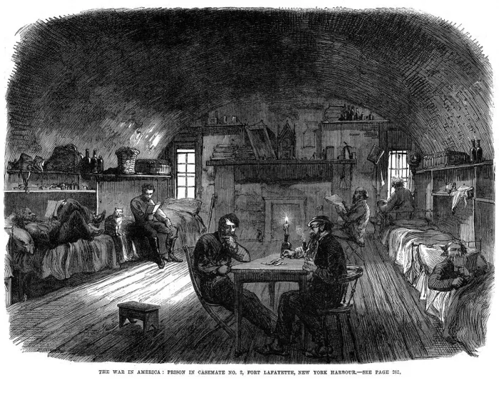 Framed Print : Federal (northern) prison in Fort Lafayette, New York Harbour, American Civil War, 1865 Framed Print : Federal (northern) prison in Fort Lafayette, New York Harbour, American Civil War, 1865