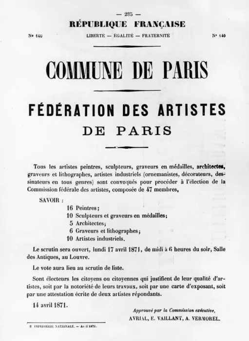 Framed Print : Federation des Artistes, from French Political posters of the Paris Commune, May 1871 Framed Print : Federation des Artistes, from French Political posters of the Paris Commune, May 1871