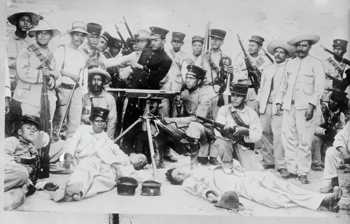Framed Print : Feds 2 miles out of Guyaymas [i.e. Guaymas], 1914. Creator: Bain News Service