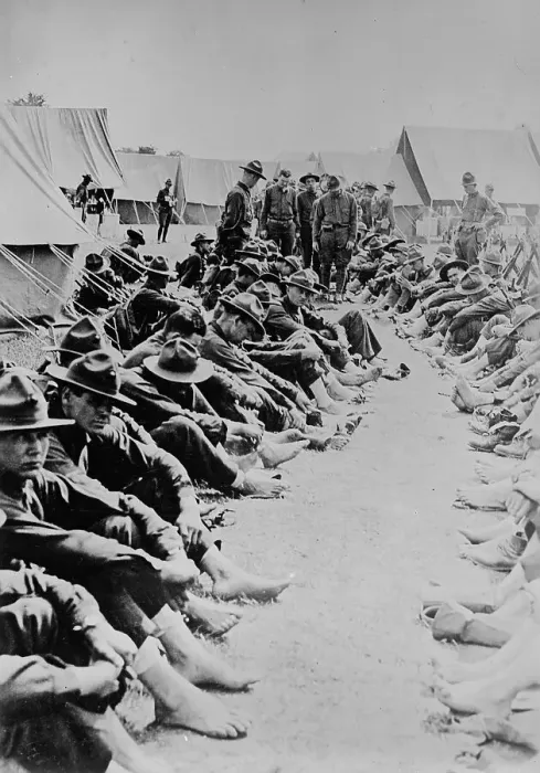 Framed Print : Feet inspection, 3 June 1918. Creator: Bain News Service Framed Print : Feet inspection, 3 June 1918. Creator: Bain News Service