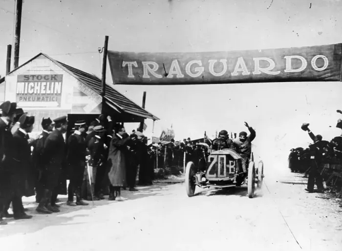 Framed Print : Felice Nazzaro in a Fiat winning the Targo Florio race, Sicily, 1907 Framed Print : Felice Nazzaro in a Fiat winning the Targo Florio race, Sicily, 1907
