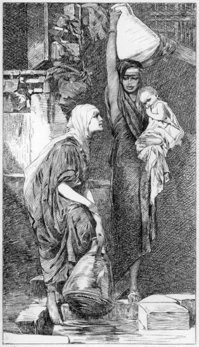 Framed Print : A Fellah Woman at the Spring, c1880-1882. Artist: W Unger Framed Print : A Fellah Woman at the Spring, c1880-1882. Artist: W Unger