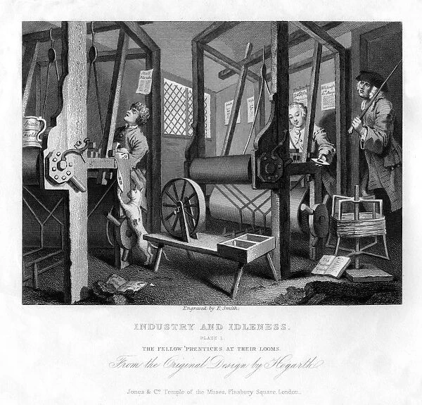 The fellow prentices at their looms, plate I of Industry and Idleness, 1833. Artist: E Smith