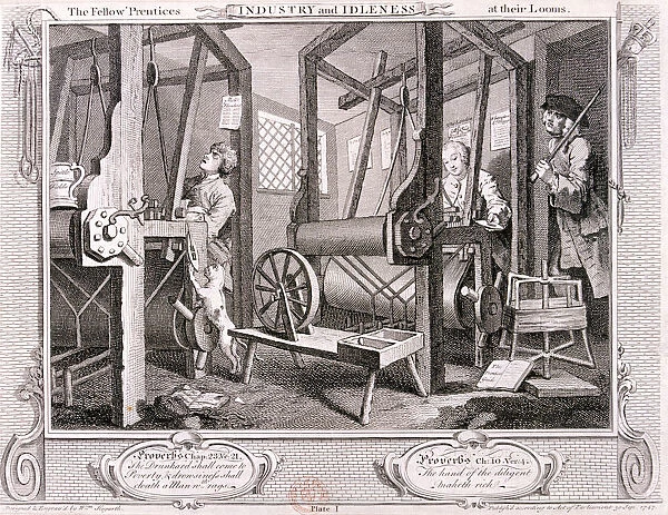 The fellow prentices at their looms, plate I of Industry and Idleness, 1747