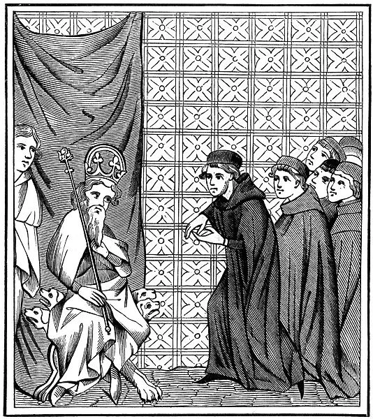 Fellows of the University of Paris haranguing the Emperor Charles IV (1316-1378) in 1377 (1849)