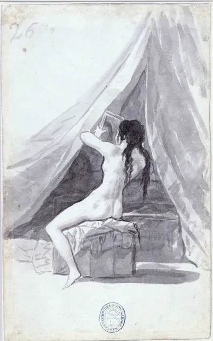 Framed Print : Female back act with mirror (from the Madrid Album), 1795-1796 Framed Print : Female back act with mirror (from the Madrid Album), 1795-1796
