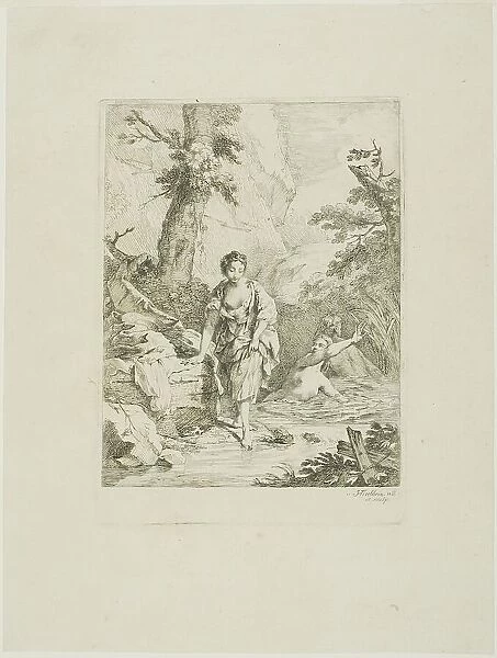 Three Female Bathers, Two in the Water, the Third Getting in by Herself, 1742 / 89. Creator: Johann Heinrich Tischbein