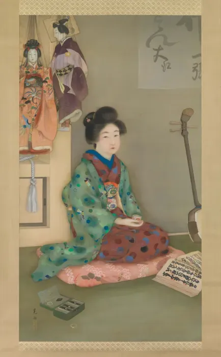 Framed Print : Female Chanter for Joruri Puppet Theater, ca. 1920. Creator: Arai Kou Framed Print : Female Chanter for Joruri Puppet Theater, ca. 1920. Creator: Arai Kou