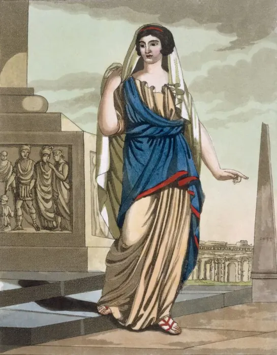 Framed Print : Female Citizen of Ancient Rome, pub. 1796. Creator: Jacques Grasset de Saint-Sauveur (1757-1810) Framed Print : Female Citizen of Ancient Rome, pub. 1796. Creator: Jacques Grasset de Saint-Sauveur (1757-1810)