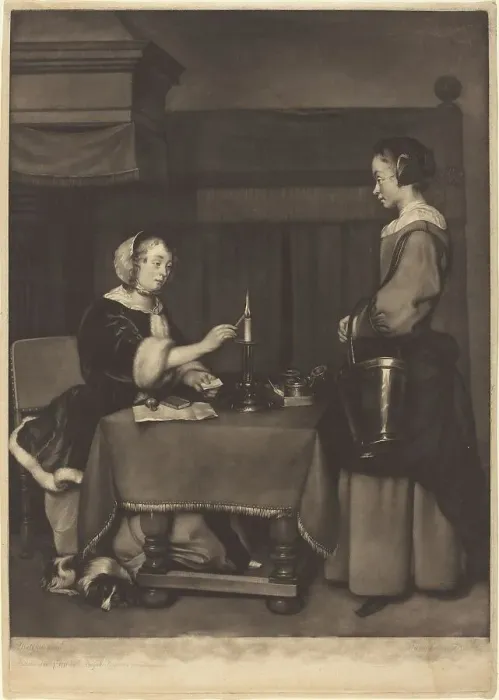 Framed Print : The Female Correspondent, 1771. Creator: James Watson Framed Print : The Female Correspondent, 1771. Creator: James Watson