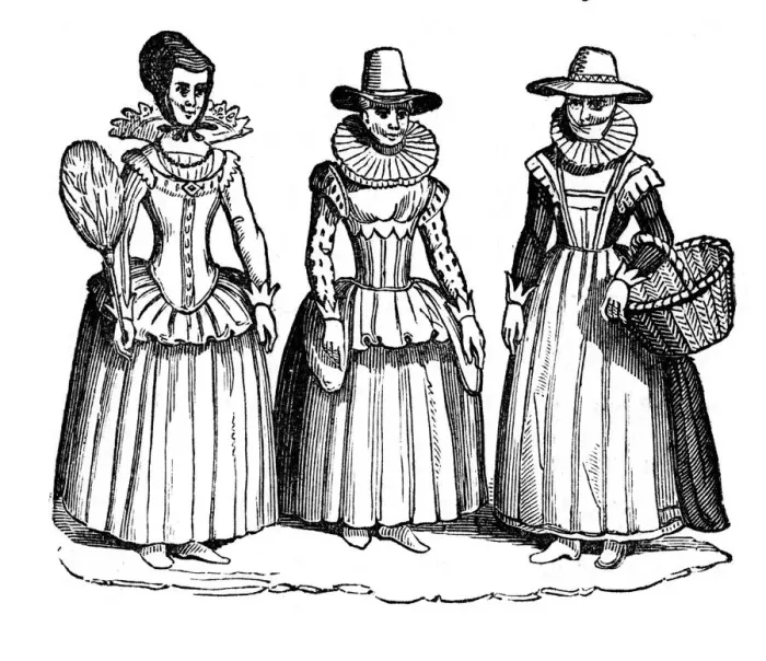 Framed Print : Female costume, 17th century, (1910) Framed Print : Female costume, 17th century, (1910)
