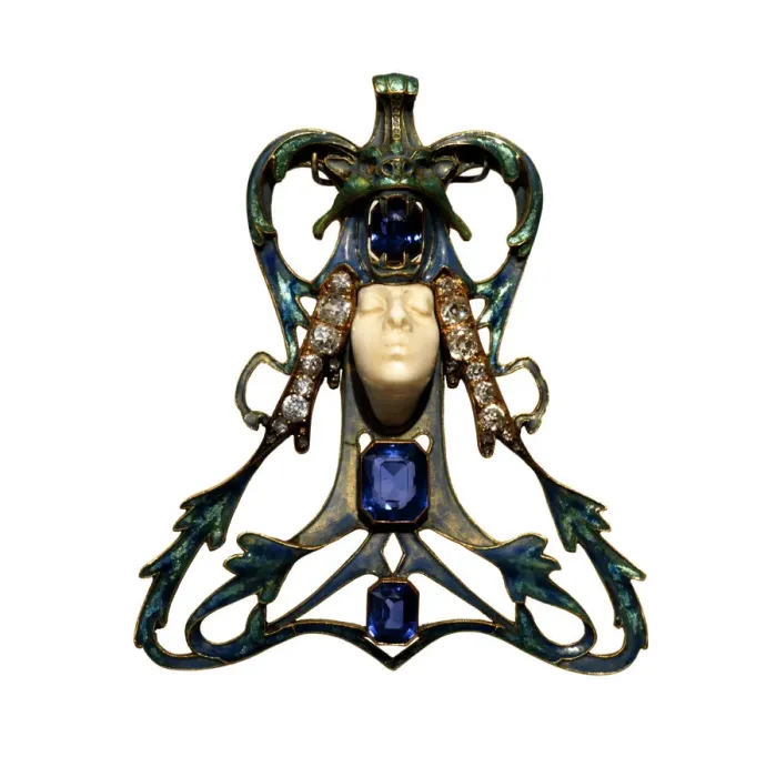 Framed Print : Female Face Pendant, 1897-1898