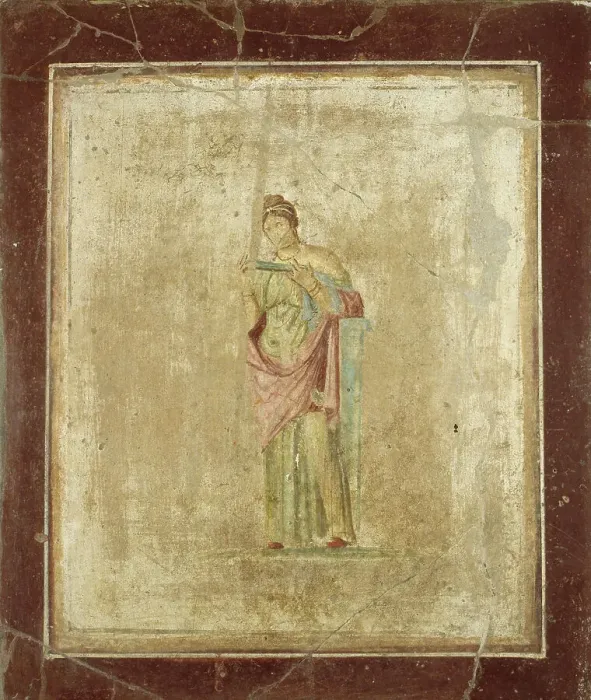 Framed Print : Female Figure (Calliope), 1st century. Creator: Roman-Pompeian wall painting Framed Print : Female Figure (Calliope), 1st century. Creator: Roman-Pompeian wall painting