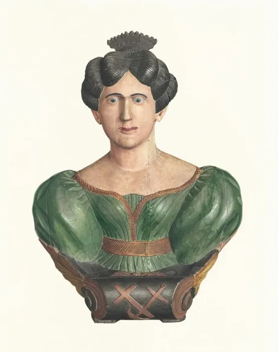 Framed Print : Female Figurehead Bust, c. 1938. Creator: Elizabeth Moutal Framed Print : Female Figurehead Bust, c. 1938. Creator: Elizabeth Moutal