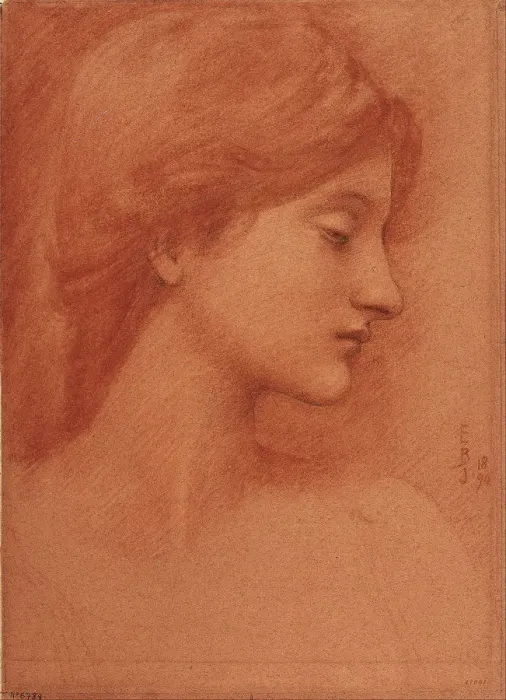 Framed Print : Female Head. Artist: Burne-Jones, Sir Edward Coley (1833-1898) Framed Print : Female Head. Artist: Burne-Jones, Sir Edward Coley (1833-1898)
