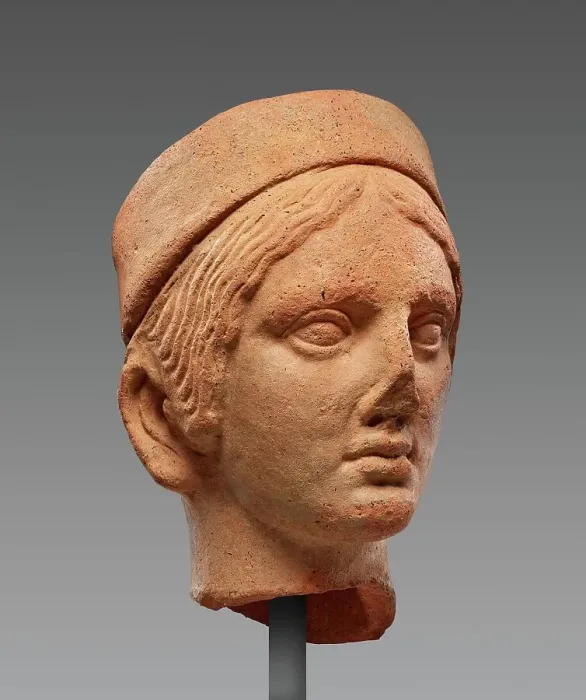 Framed Print : Female Head with a Polos, 1st century B.C. Creator: Unknown Framed Print : Female Head with a Polos, 1st century B.C. Creator: Unknown